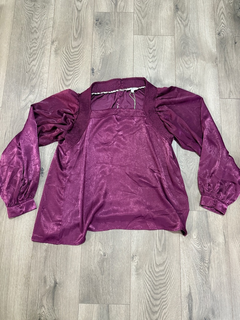 Umgee Shimmery Plum Square-Neck Blouse